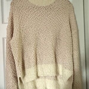 En Creme Cream Crew Neck Sweater with Textured Knit